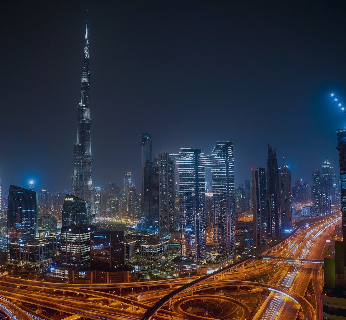 Dubai skyline at night